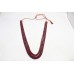 String Strand Necklace Red Ruby oval Cut beads treated stones 5 line P 510